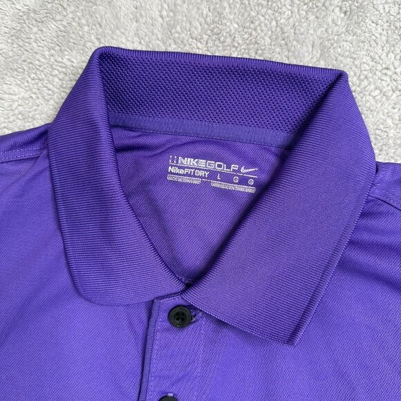 Nike Golf Men's Fit Dry Short Sleeve Polo Button Stretch Shirt Size L Purple - Picture 3 of 5